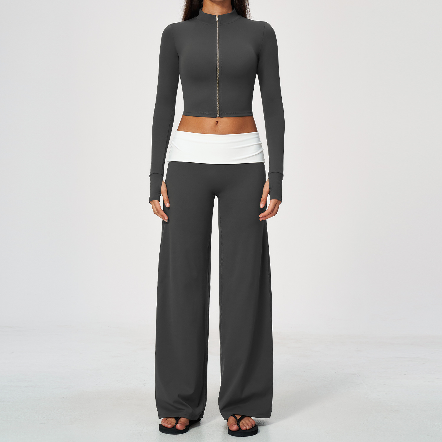 Zip Jacket Wide Leg Pants 2 Pi - đánh giá và giá Yoga Of Fitness